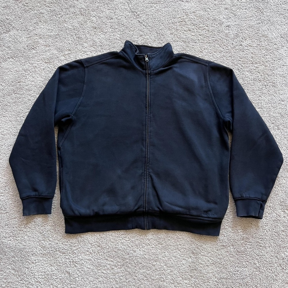 L.L. Bean Katahdin Iron Works Jacket Mens Large Blue Sherpa Lined Full Zip